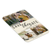 Cream Off White Save the Date Hochzeit 3 Fotos Magnet (Rechte Seite)