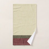 Cream Olive Burgundy Simple Stripe Crosshatch Badhandtuch Set (Handtuch)