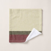 Cream Olive Burgundy Simple Stripe Crosshatch Badhandtuch Set (Waschlappen)