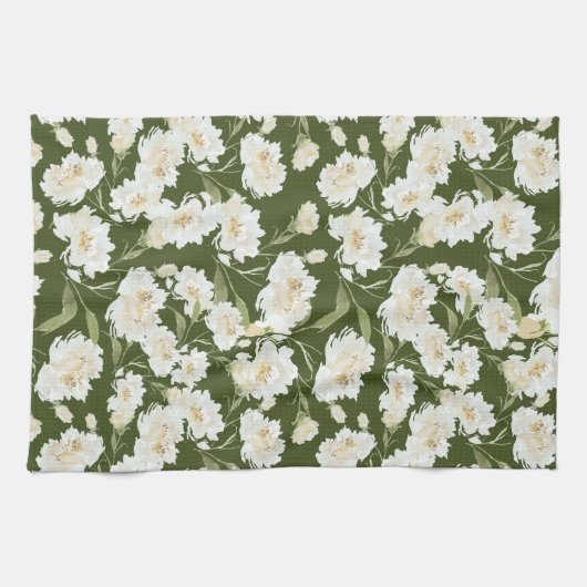 Cream & Olive floral Geschirrtuch (Horizontal)