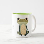 Cream Olive Green Frosch Name Zweifarbige Tasse (VorderseiteRechts)