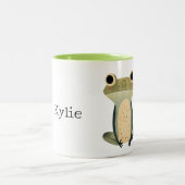 Cream Olive Green Frosch Name Zweifarbige Tasse (Mittel)