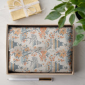 Cream Orange Floral House Chinoiserie Seidenpapier (Geschenk)