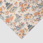 Cream Orange Floral House Chinoiserie Seidenpapier (Ausschnitt)