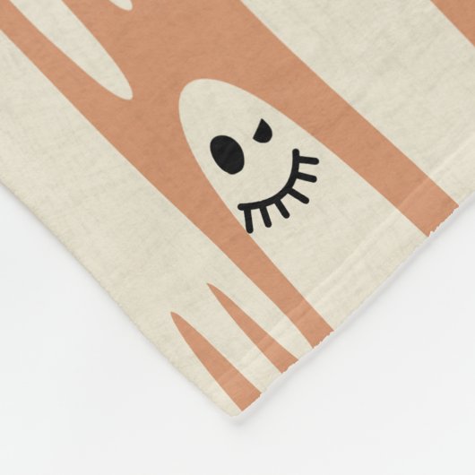 Cream & Orange Ghost Friends Pattern Fleecedecke (Ecke)