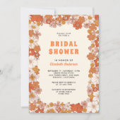 Cream Orange Groovy Retro Wildblume Brautparty Einladung (Vorderseite)
