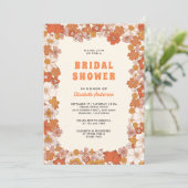 Cream Orange Groovy Retro Wildblume Brautparty Einladung (Stehend Vorderseite)