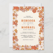 Cream Orange Groovy Retro Wildblume Wedding Einladung (Vorderseite)