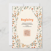 Cream Orange Groovy Wildblume Babydusche Einladung (Rückseite)