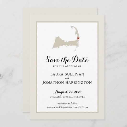 Cream Orleans Cape Cod Save the Date (Vorne/Hinten)