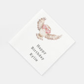 Cream Owl Heart Brillen Geburtstag Serviette (Ecke)