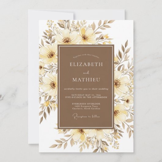 Cream Painterly Bloom Hochzeit Einladung (Vorderseite)