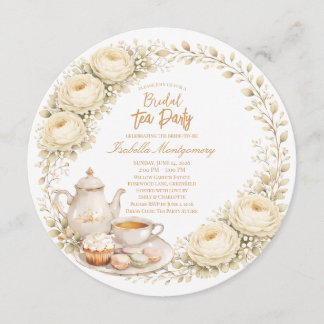 Cream Palette Tea Party Bridal Shower Einladung