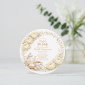 Cream Palette Tea Party Bridal Shower Einladung (Stehend Vorderseite)