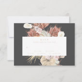 Cream Pampas Grass Floral Charcoal Jungle Wedding RSVP Karte (Vorderseite)