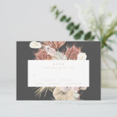 Cream Pampas Grass Floral Charcoal Jungle Wedding RSVP Karte (Stehend Vorderseite)