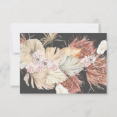 Cream Pampas Grass Floral Charcoal Jungle Wedding RSVP Karte (Rückseite)