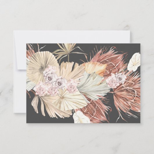 Cream Pampas Grass Floral Charcoal Jungle Wedding RSVP Karte (Rückseite)