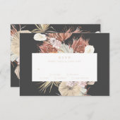 Cream Pampas Grass Floral Charcoal Jungle Wedding RSVP Karte (Vorne/Hinten)