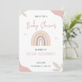 Cream Pastel Einfache Minimalistische Babydusche Einladung (Stehend Vorderseite)