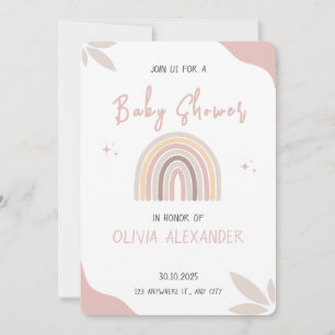 Cream Pastel Einfache Minimalistische Babydusche Einladung