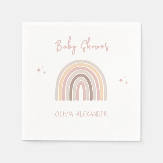 Cream Pastel Einfache Minimalistische Babydusche Serviette (Vorderseite)