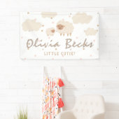 Cream Pastel Illustrative Baby Dusche Banner (Insitu)
