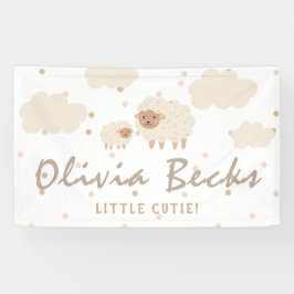 Cream Pastel Illustrative Baby Dusche Banner