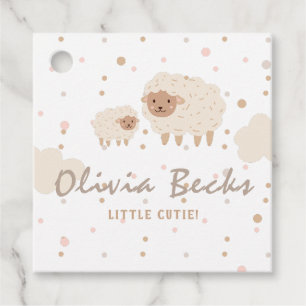 Cream Pastel Illustrative Baby Dusche Geschenkanhänger