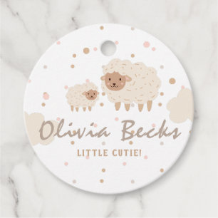 Cream Pastel Illustrative Baby Dusche Geschenkanhänger