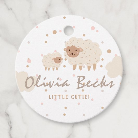Cream Pastel Illustrative Baby Dusche Geschenkanhänger (Vorderseite)