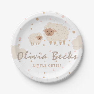 Cream Pastel Illustrative Baby Dusche Pappteller