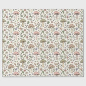 Cream Pastel Pilz Fungi Nahtloses Muster Geschenkpapier (Flach)