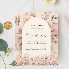 Cream peach Rose arch wedding Save the Date card
