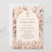 Cream Peach Rose Florale Bogen Bestätigung Einladung (Vorderseite)