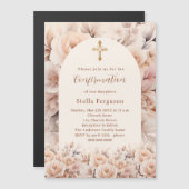Cream Peach Rose Florale Bogen Bestätigung Magneteinladung (Vorne/Hinten)