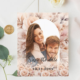 Cream peach Rose Foto Bogen Hochzeit Speichern Sie Flyer