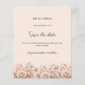Cream peach Rose Foto Bogen Hochzeit Speichern Sie Flyer (Hinten)