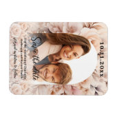 Cream peach Rose Foto Bogen Hochzeit Speichern Sie Magnet (Horizontal)