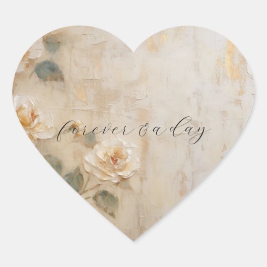 Cream Peach Rose Hochzeit Herz-Aufkleber (Vorderseite)
