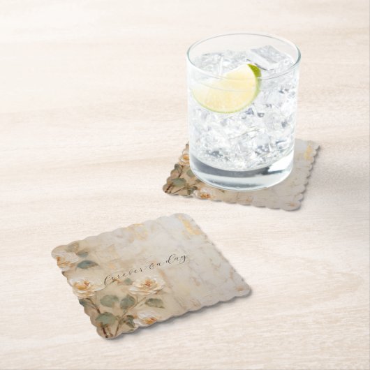 Cream Peach Rose Hochzeit Untersetzer (Vor Ort)