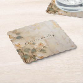 Cream Peach Rose Hochzeit Untersetzer