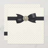 Cream Pearl Bow Black Krawatte Party und Event Einladung (Vorne/Hinten)