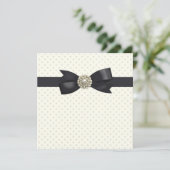 Cream Pearl Bow Black Krawatte Party und Event Einladung (Stehend Vorderseite)
