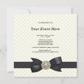 Cream Pearl Bow Black Krawatte Party und Event Einladung (Rückseite)