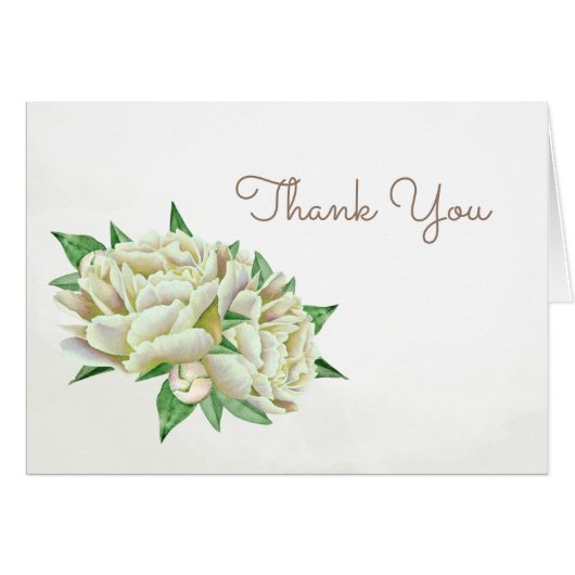 Cream Peony Danke-Card (Vorderseite (Horizontal))