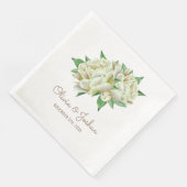 Cream Peony Watercolor Blume Wedding Serviette (Ecke)
