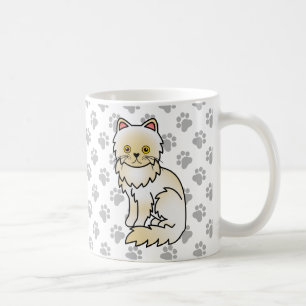 Cream Persian Niedlich Cartoon Cat Illustration Kaffeetasse