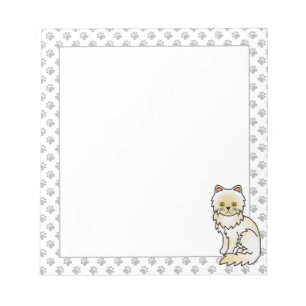 Cream Persian Niedlich Cartoon Cat Illustration Notizblock
