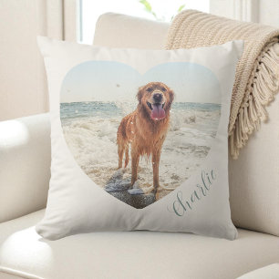Cream Pet Herz Foto Schriftzug Personalisierter Hu Kissen